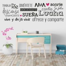 Vinilos decorativos frases vivir feliz