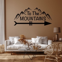 Vinilos adhesivos frase to the mountains con flecha montaña